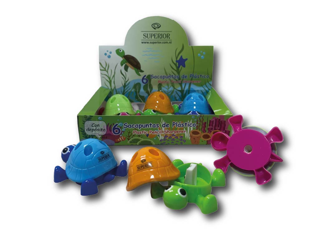 TAJADOR PLASTICO TORTUGA 1 HOYO C/DEPOSITO